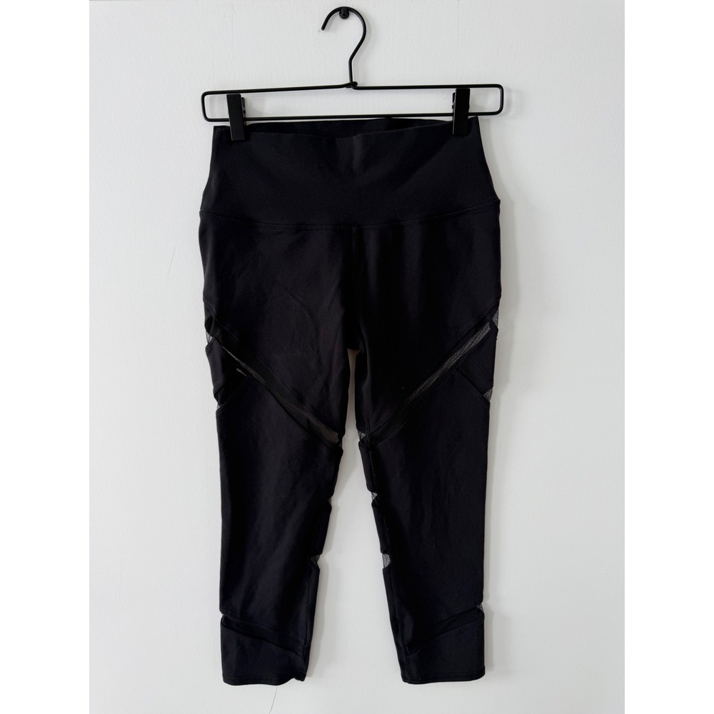 Alo Yoga Black Mesh Coast High Waist Cropped Leggings Size M